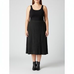 Addition Elle Black Ruffled Midi Skirt Size 18